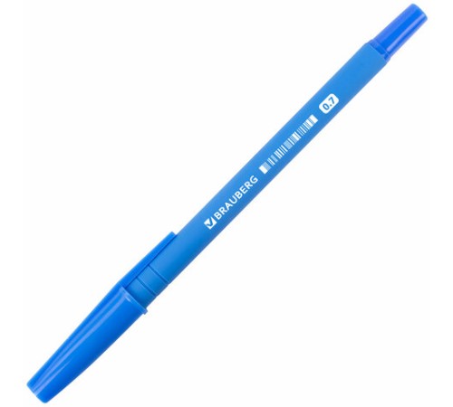Ручка шариковая BRAUBERG "Capital blue", СИНЯЯ, корпус soft-touch голубой, узел 0,7 мм, линия письма 0,35 мм, 142493