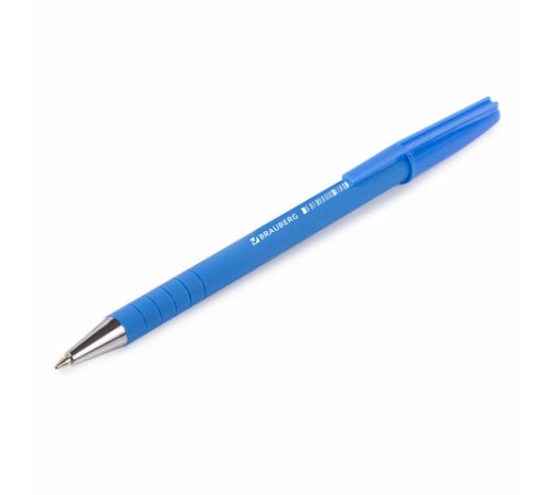 Ручка шариковая BRAUBERG "Capital blue", СИНЯЯ, корпус soft-touch голубой, узел 0,7 мм, линия письма 0,35 мм, 142493