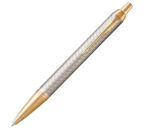 Ручка шариковая PARKER "IM Premium Warm Silver GT", корпус матовое серебро, позолота, синяя, 1931687 Ручка шариковая PARKER "IM Premium Warm Silver GT", корпус матовое серебро, позолота, синяя, 1931687