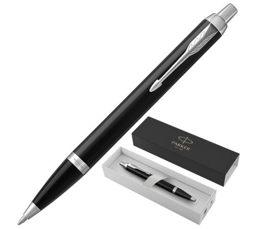 Ручка шариковая PARKER "IM Core Black Lacquer CT", черный глянцевый лак, детали хром, синяя, 1931665 Ручка шариковая PARKER "IM Core Black Lacquer CT", черный глянцевый лак, детали хром, синяя, 1931665