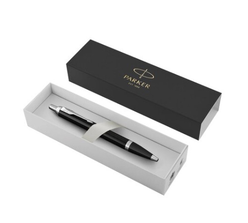 Ручка шариковая PARKER "IM Core Black Lacquer CT", черный глянцевый лак, детали хром, синяя, 1931665 Ручка шариковая PARKER "IM Core Black Lacquer CT", черный глянцевый лак, детали хром, синяя, 1931665