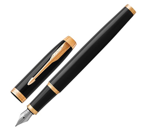 Ручка перьевая PARKER "IM Core Black Lacquer GT", черный глянцевый лак, позолота, синяя, 1931645 Ручка перьевая PARKER "IM Core Black Lacquer GT", черный глянцевый лак, позолота, синяя, 1931645