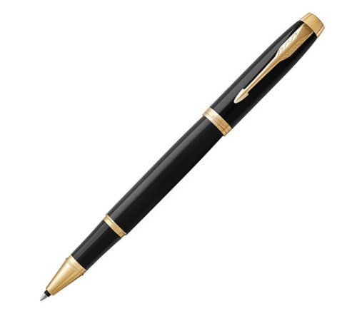 Ручка-роллер PARKER "IM Core Black Lacquer GT", черный глянцевый лак, позолота, черная, 1931659
