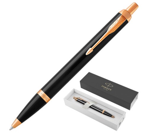 Ручка шариковая PARKER "IM Core Black Lacquer GT", черный глянцевый лак, позолота, синяя, 1931666 Ручка шариковая PARKER "IM Core Black Lacquer GT", черный глянцевый лак, позолота, синяя, 1931666