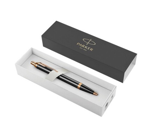 Ручка шариковая PARKER "IM Core Black Lacquer GT", черный глянцевый лак, позолота, синяя, 1931666 Ручка шариковая PARKER "IM Core Black Lacquer GT", черный глянцевый лак, позолота, синяя, 1931666