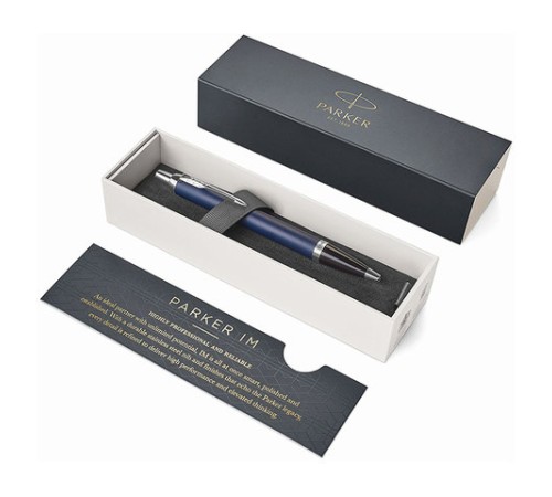 Ручка шариковая PARKER "IM Core Matte Blue CT", корпус темно-синий лак, хромированные детали, синяя, 1931668 Ручка шариковая PARKER "IM Core Matte Blue CT", корпус темно-синий лак, хромированные детали, синяя, 1931668
