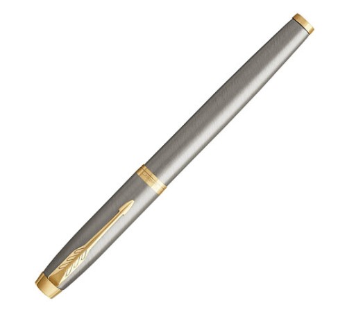 Ручка перьевая PARKER "IM Core Brushed Metal GT", серебристый матовый лак, позолота, синяя, 1931649 Ручка перьевая PARKER "IM Core Brushed Metal GT", серебристый матовый лак, позолота, синяя, 1931649
