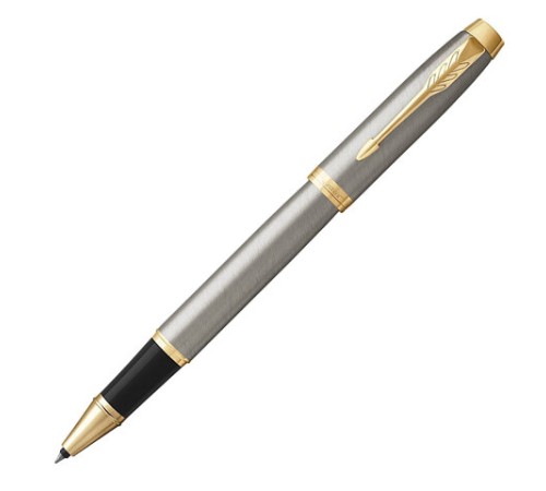 Ручка-роллер PARKER "IM Core Brushed Metal GT", серебристый матовый лак, позолота, черная, 1931663 Ручка-роллер PARKER "IM Core Brushed Metal GT", серебристый матовый лак, позолота, черная, 1931663
