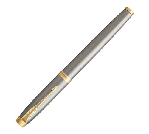 Ручка-роллер PARKER "IM Core Brushed Metal GT", серебристый матовый лак, позолота, черная, 1931663 Ручка-роллер PARKER "IM Core Brushed Metal GT", серебристый матовый лак, позолота, черная, 1931663