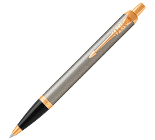 Ручка шариковая PARKER "IM Core Brushed Metal GT", серебристый матовый лак, позолота, синяя, 1931670 Ручка шариковая PARKER "IM Core Brushed Metal GT", серебристый матовый лак, позолота, синяя, 1931670