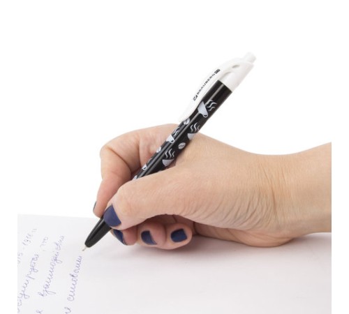 Ручка шариковая масляная автоматическая BRAUBERG BLACK&WHITE 