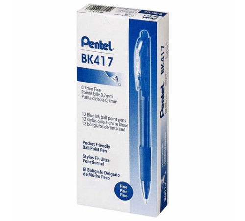 Ручка шариковая масляная автоматическая с грипом PENTEL (Япония) "Fine Line", СИНЯЯ, линия письма 0,27 мм, BK417-CN Ручка шариковая масляная автоматическая с грипом PENTEL (Япония) "Fine Line", СИНЯЯ, линия письма 0,27 мм, BK417-CN