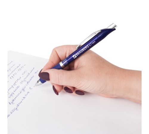 Ручка шариковая масляная автоматическая с грипом BRAUBERG 