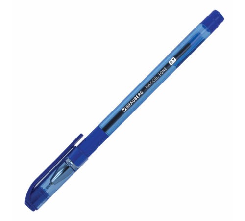 Ручка шариковая масляная с грипом BRAUBERG "Max-Oil Tone", СИНЯЯ, узел 0,7 мм, линия письма 0,35 мм, 142693