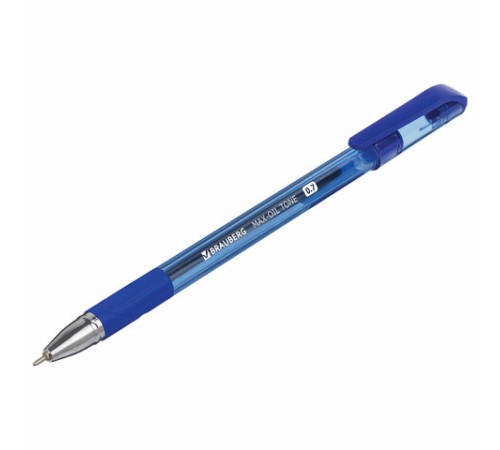 Ручка шариковая масляная с грипом BRAUBERG "Max-Oil Tone", СИНЯЯ, узел 0,7 мм, линия письма 0,35 мм, 142693