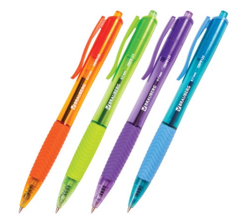 Ручка шариковая масляная автоматическая с грипом BRAUBERG 