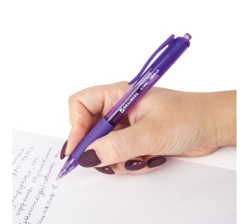 Ручка шариковая масляная автоматическая с грипом BRAUBERG 