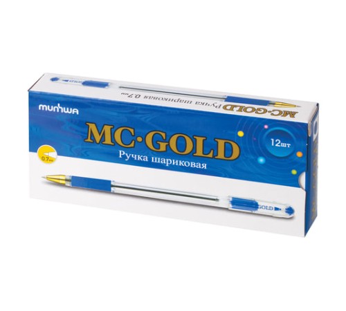 Ручка шариковая масляная с грипом MUNHWA "MC Gold", СИНЯЯ, корпус тонированный синий, узел 0,7 мм, линия письма 0,5 мм, BMC07-02 Ручка шариковая масляная с грипом MUNHWA "MC Gold", СИНЯЯ, корпус тонированный синий, узел 0,7 мм, линия письма 0,5 мм, BMC07-02