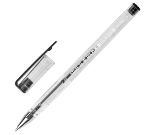 Ручка гелевая STAFF "Basic" GP-789, ЧЕРНАЯ, корпус прозрачный, хромированные детали, узел 0,5 мм, 142789 Ручка гелевая STAFF "Basic" GP-789, ЧЕРНАЯ, корпус прозрачный, хромированные детали, узел 0,5 мм, 142789