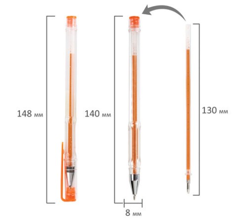 Ручки гелевые ПИФАГОР, НАБОР 6 ЦВЕТОВ, БЛЕСТКИ, корпус прозрачный, узел 0,7 мм, линия письма 0,5 мм, 142796