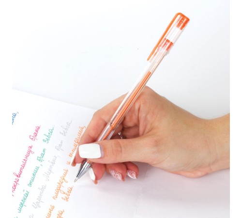 Ручки гелевые ПИФАГОР, НАБОР 6 ЦВЕТОВ, БЛЕСТКИ, корпус прозрачный, узел 0,7 мм, линия письма 0,5 мм, 142796