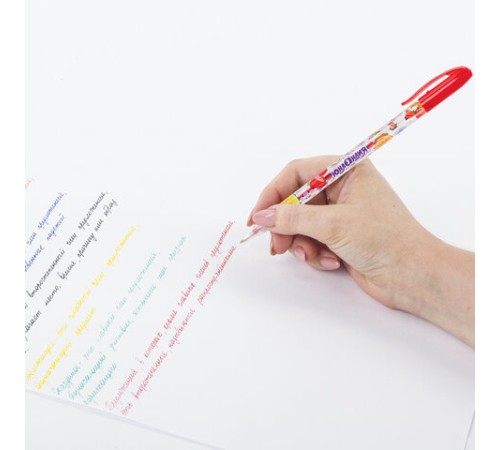 Ручки гелевые ЮНЛАНДИЯ, НАБОР 12 ЦВЕТОВ, корпус с печатью, узел 0,5 мм, линия письма 0,35 мм, 142800