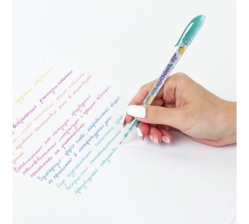 Ручки гелевые ЮНЛАНДИЯ, НАБОР 6 ЦВЕТОВ, МЕТАЛЛИК, с печатью, узел 0,7 мм, линия письма 0,5 мм, 142801