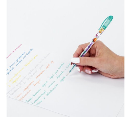 Ручки гелевые ЮНЛАНДИЯ, НАБОР 6 ЦВЕТОВ, БЛЕСТКИ, корпус с печатью, узел 0,7 мм, линия письма 0,5 мм, 142802