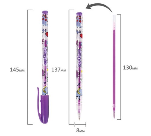 Ручки гелевые ЮНЛАНДИЯ, НАБОР 6 ЦВЕТОВ, НЕОН, корпус с печатью, узел 0,7 мм, линия письма 0,5 мм, 142804