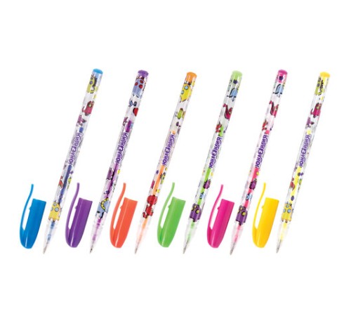 Ручки гелевые ЮНЛАНДИЯ, НАБОР 6 ЦВЕТОВ, НЕОН, корпус с печатью, узел 0,7 мм, линия письма 0,5 мм, 142804