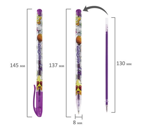 Ручки гелевые ЮНЛАНДИЯ, НАБОР 12 ЦВЕТОВ, БЛЕСТКИ, корпус с печатью, узел 0,7 мм, линия письма 0,5 мм, 142805