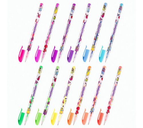 Ручки гелевые ЮНЛАНДИЯ, НАБОР 12 ЦВЕТОВ, НЕОН, корпус с печатью, узел 0,7 мм, линия письма 0,5 мм, 142806