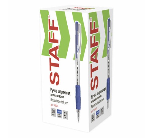Ручка шариковая автоматическая с грипом STAFF 