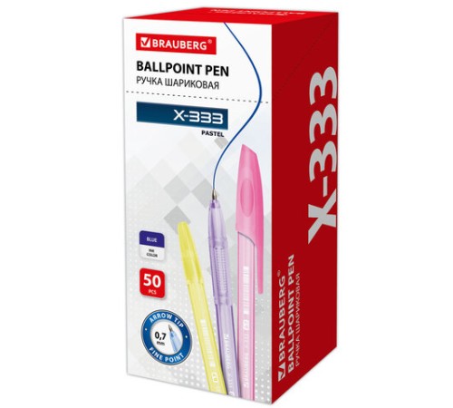 Ручка шариковая BRAUBERG "X-333" PASTEL, СИНЯЯ, корпус тонированованный ассорти, узел 0,7 мм, линия письма 0,35 мм, 142830 Ручка шариковая BRAUBERG "X-333" PASTEL, СИНЯЯ, корпус тонированованный ассорти, узел 0,7 мм, линия письма 0,35 мм, 142830