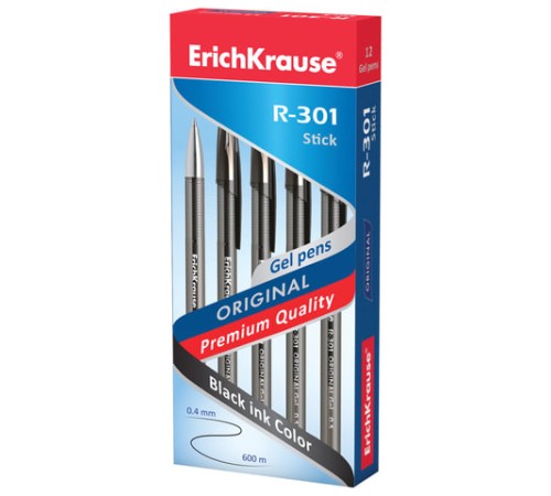 Ручка гелевая ERICH KRAUSE "R-301 Original Gel", ЧЕРНАЯ, корпус прозрачный, узел 0,5 мм, линия письма 0,4 мм, 42721 Ручка гелевая ERICH KRAUSE "R-301 Original Gel", ЧЕРНАЯ, корпус прозрачный, узел 0,5 мм, линия письма 0,4 мм, 42721