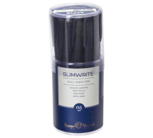 Ручка шариковая BRUNO VISCONTI "SlimWrite", "Black", СИНЯЯ, корпус черный, узел 0,5 мм, линия письма 0,3 мм, 20-0009 Ручка шариковая BRUNO VISCONTI "SlimWrite", "Black", СИНЯЯ, корпус черный, узел 0,5 мм, линия письма 0,3 мм, 20-0009