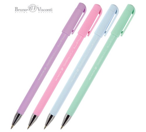 Ручка шариковая BRUNO VISCONTI "SlimWrite", "Zefir", СИНЯЯ, корпус ассорти, узел 0,5 мм, линия письма 0,3 мм, 20-0204 Ручка шариковая BRUNO VISCONTI "SlimWrite", "Zefir", СИНЯЯ, корпус ассорти, узел 0,5 мм, линия письма 0,3 мм, 20-0204