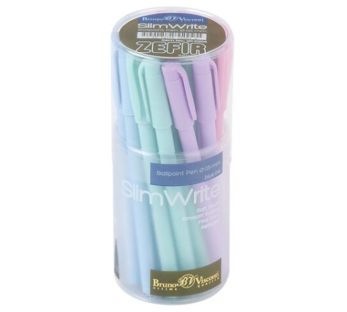 Ручка шариковая BRUNO VISCONTI "SlimWrite", "Zefir", СИНЯЯ, корпус ассорти, узел 0,5 мм, линия письма 0,3 мм, 20-0204 Ручка шариковая BRUNO VISCONTI "SlimWrite", "Zefir", СИНЯЯ, корпус ассорти, узел 0,5 мм, линия письма 0,3 мм, 20-0204