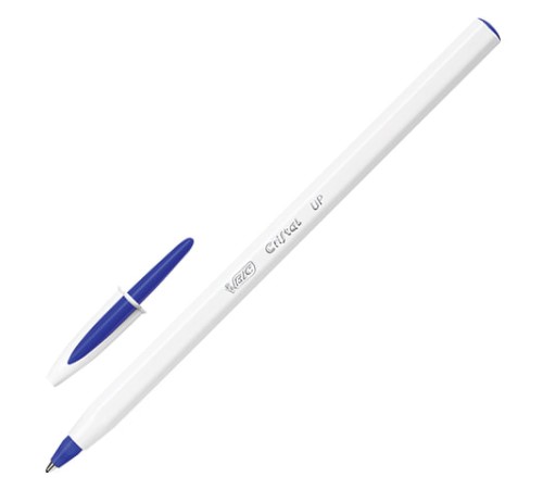 Ручка шариковая BIC "Cristal UP", СИНЯЯ, корпус белый, узел 1,2 мм, линия письма 0,35 мм, 949879