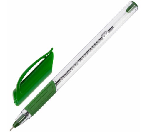 Ручка шариковая масляная BRAUBERG "Extra Glide GT", ЗЕЛЕНАЯ, трехгранная, узел 0,7 мм, линия письма 0,35 мм, 142921