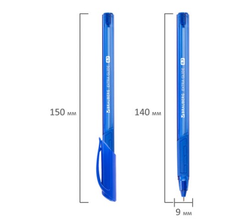 Ручка шариковая масляная BRAUBERG "Extra Glide GT Tone", СИНЯЯ, узел 0,7 мм, линия письма 0,35 мм, 142922