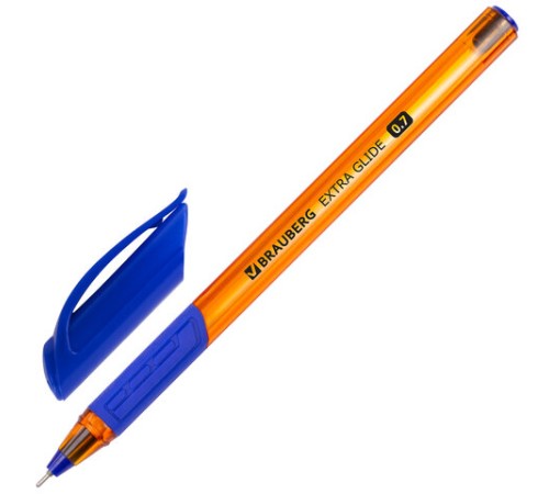Ручка шариковая масляная BRAUBERG "Extra Glide GT Tone Orange", СИНЯЯ, узел 0,7 мм, линия письма 0,35 мм, 142923