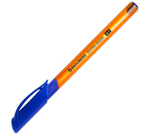Ручка шариковая масляная BRAUBERG "Extra Glide GT Tone Orange", СИНЯЯ, узел 0,7 мм, линия письма 0,35 мм, 142923