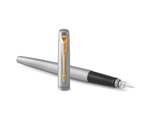 Ручка перьевая PARKER "Jotter Stainless Steel GT", корпус серебристый, позолота, синяя, 2030948 Ручка перьевая PARKER "Jotter Stainless Steel GT", корпус серебристый, позолота, синяя, 2030948