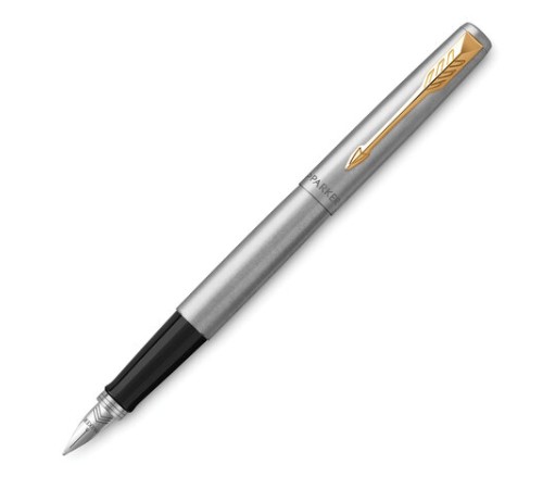 Ручка перьевая PARKER "Jotter Stainless Steel GT", корпус серебристый, позолота, синяя, 2030948 Ручка перьевая PARKER "Jotter Stainless Steel GT", корпус серебристый, позолота, синяя, 2030948
