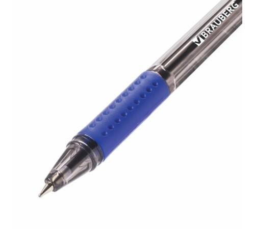 Ручка шариковая масляная BRAUBERG "Black Tone", СИНЯЯ, корпус тонированный, узел 0,7 мм, линия письма 0,35 мм, 142951