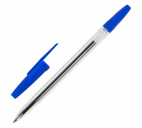 Ручка шариковая масляная STAFF "Basic BP-962", СИНЯЯ, корпус прозрачный, узел 1 мм, линия письма 0,7 мм, 142962 Ручка шариковая масляная STAFF "Basic BP-962", СИНЯЯ, корпус прозрачный, узел 1 мм, линия письма 0,7 мм, 142962