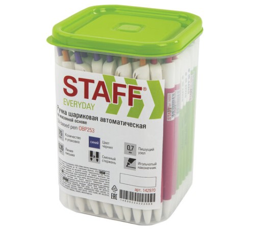 Ручка шариковая масляная автоматическая STAFF 