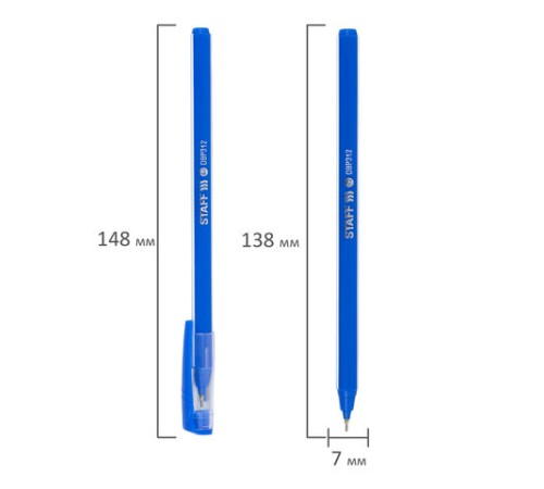 Ручка шариковая масляная STAFF Basic "OBP-312", СИНЯЯ, корпус ассорти, узел 0,7 мм, линия письма 0,35 мм, 143012 Ручка шариковая масляная STAFF Basic "OBP-312", СИНЯЯ, корпус ассорти, узел 0,7 мм, линия письма 0,35 мм, 143012
