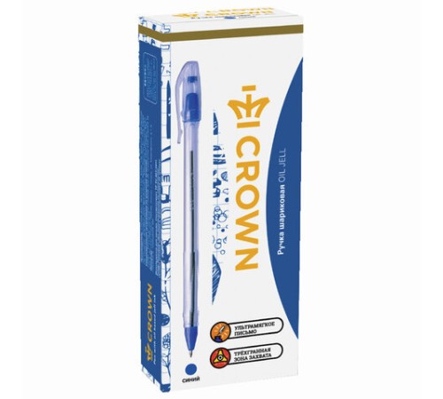 Ручка шариковая масляная CROWN "Oil Jell", СИНЯЯ, узел 0,7 мм, линия письма 0,5 мм, OJ-500B Ручка шариковая масляная CROWN "Oil Jell", СИНЯЯ, узел 0,7 мм, линия письма 0,5 мм, OJ-500B